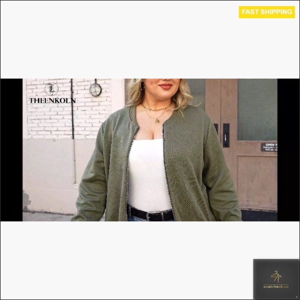 Plus Size Lightweight Bomber Jacket Full Zip Long… - image 6